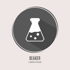 Symbol beaker logo. Illustration of beaker in flat. Stock