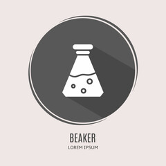 Symbol beaker logo. Illustration of beaker in flat. Stock