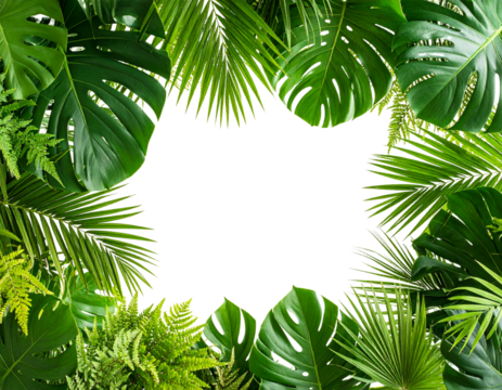 green palm leaves frame