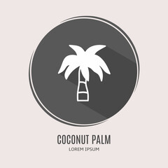Symbol coconut palm logo. Illustration of coconut palm in flat. Stock