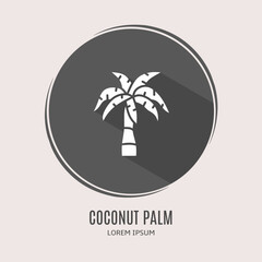Symbol coconut palm logo. Illustration of coconut palm in flat. Stock