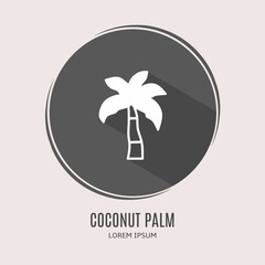 Symbol coconut palm logo. Illustration of coconut palm in flat. Stock