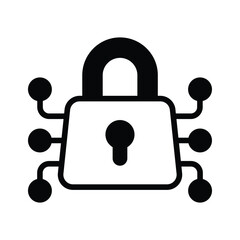 Visually appealing glyph style icon depicting digital lock