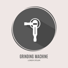 Symbol grinding machine logo. Illustration of grinding machine in flat. Stock