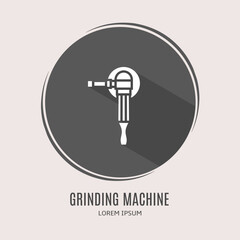 Symbol grinding machine logo. Illustration of grinding machine in flat. Stock