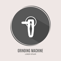 Symbol grinding machine logo. Illustration of grinding machine in flat. Stock