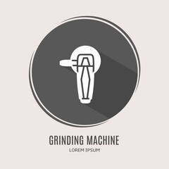 Symbol grinding machine logo. Illustration of grinding machine in flat. Stock