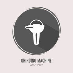 Symbol grinding machine logo. Illustration of grinding machine in flat. Stock
