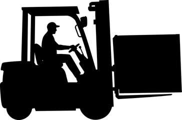  Industrial Forklift Operator Silhouette Vector