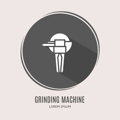 Symbol grinding machine logo. Illustration of grinding machine in flat. Stock