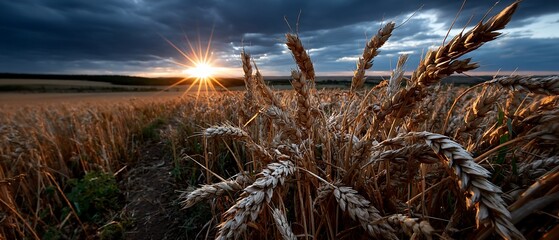 Wheat field catches the evening sun
