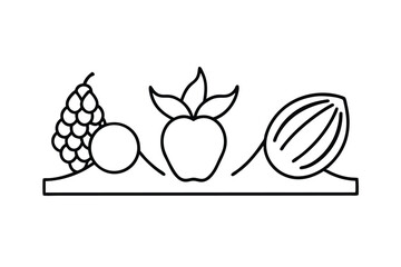 egetables and Fruits Line Art Vector Illustration – Minimal Organic Food Design