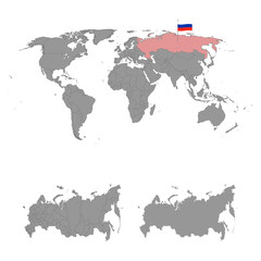 Russia Map Set with World Location.