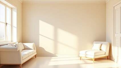 Sunlit corner room with a cream sofa and chaise lounge.