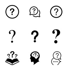 Question Mark   icon  set  black and white