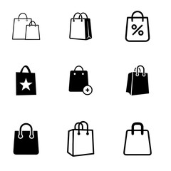 Shooping bag icon  set  black and white