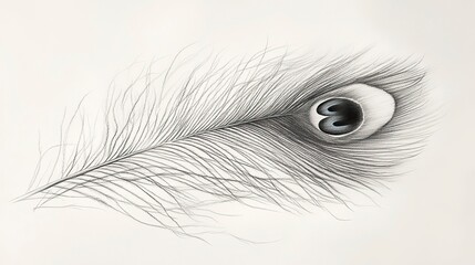 Obraz premium Detailed peacock feather drawing