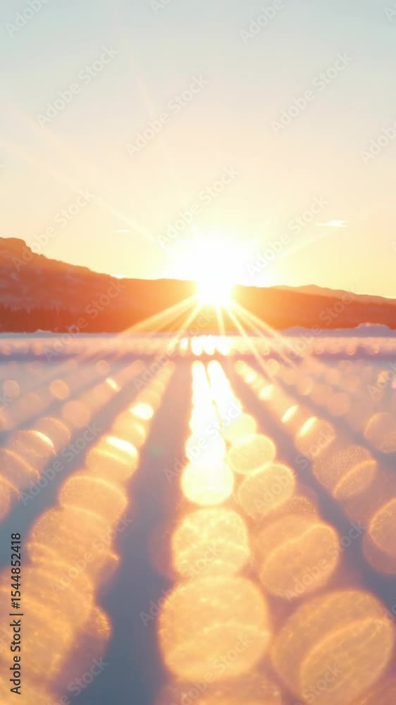 Poster soft sunlight casts beautiful reflections on a wet surface, creating a tranquil and mesmerizing visu