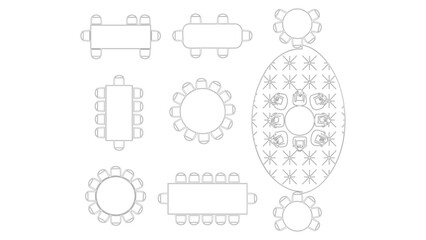 Top view vector layout of tables and chairs for event planning