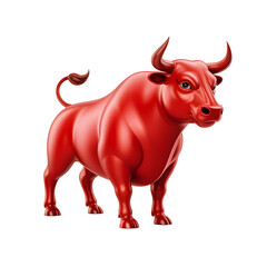 Red 3 D Bull Market Icon isolated on a transparent background