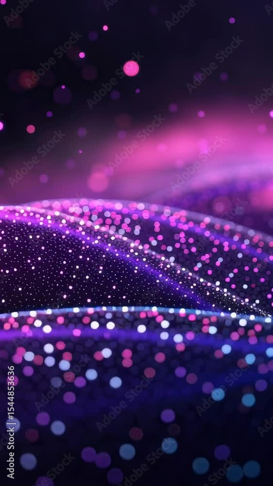 Poster vibrant waves of purple and pink sparkle with light, creating an enchanting atmosphere full of dynam