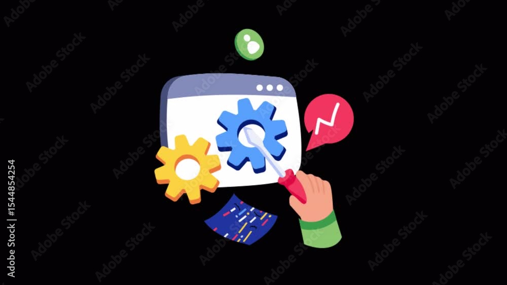 Poster optimization 2d flat animations on transparent background