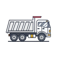 Cartoon Line Dump Truck Icon - Construction Vehicle Vector