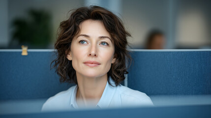 Manager awaiting new occupant in an office cubicle