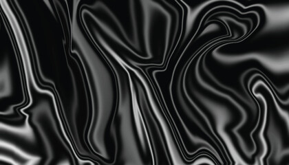Black and White Liquid Marble Texture, Abstract Fluid Background, Horizontal Close Up