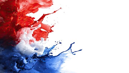 Abstract splash art in red, white, and blue