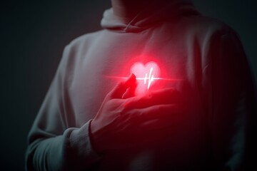 Heart health concept showing cardiology and healthcare with heartbeat and heart rate monitor graph 