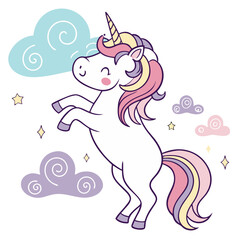 Cute Kawaii Unicorn with Rainbow Sparkle