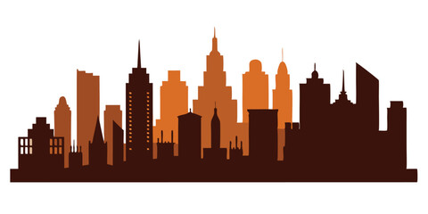  silhouette city skyline on white background