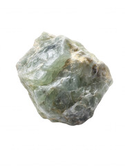 Raw Green Prasiolite Stone Isolated on White Background