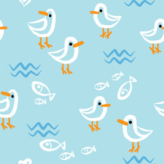 happy duck seamless doodle backgroud.eps