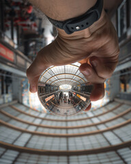 glass ball upside down in prague passage