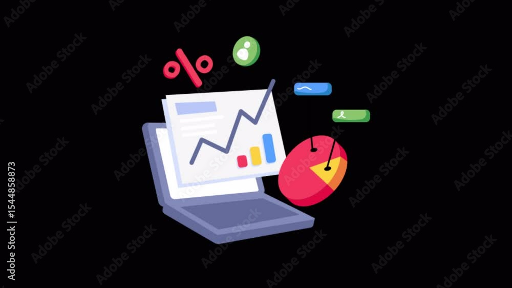 Poster data analytics 2d flat animations on transparent background