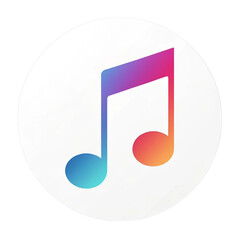 Colorful music note icon on white circle background