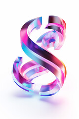 Abstract Colorful Ribbon Swirl on White Background