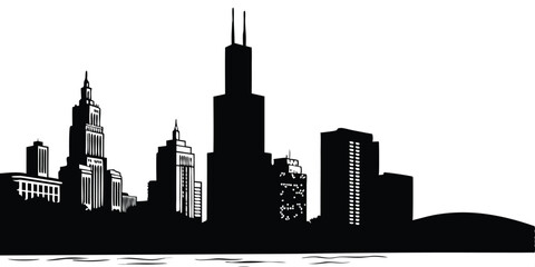 Obraz premium silhouette city skyline on white background