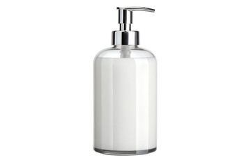 Obraz premium Elegant hand soap dispenser with clear glass and polished metal pump against PNG background, hand soap, soap dispenser, dispenser, glass, clear, transparent, lotion, liquid, pump, chrome, metal, bat