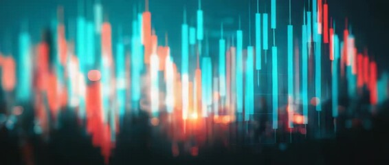 Abstract Financial Graph Candlestick Chart with Rising and Falling Values - Powered by Adobe