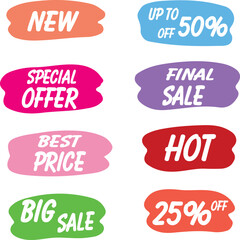 set of colorful sale labels
