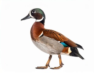 Obraz premium Cinnamon Teal Duck Profile Isolated on White Background Bird Waterfowl