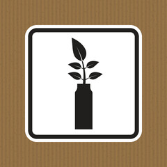 Minimalist Icon of Plant in Bottle on Textured Brown Background