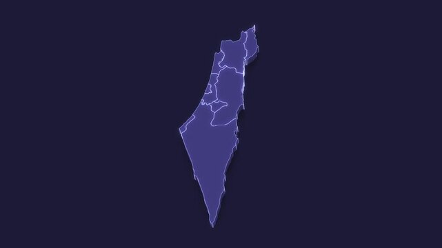 3D Animated Political Map with Israel Palestine Outline Highlighted