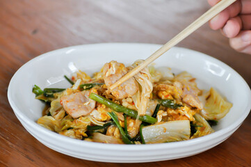 stir fried vegetable in oyster sauce or vegetable salad or sukiyaki