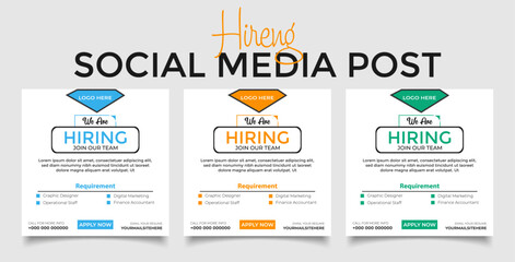  We are hiring job vacancy social media post banner join our team, We are hiring job vacancy social media post template, square web banner template design.