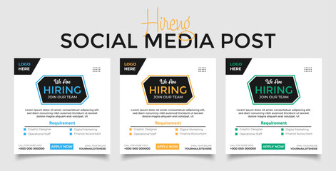  We are hiring job vacancy social media post banner join our team, We are hiring job vacancy social media post template, square web banner template design.
