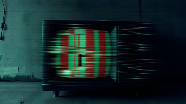 Distorted TV static overlay on grunge concrete texture, retro glitch background for 90s nostalgia merch or experimental album covers